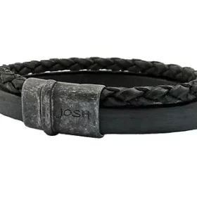 armband 09264 zwart leer